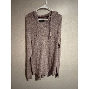 Outpost Makers Mens Marled Knit Hoodie Sweater Burgundy Cream Large V-Neck L‎